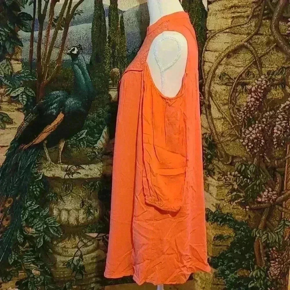 AUW Womens Cold Shoulder Flowy Orange Rayon Dress w/Lace Detail Size XL - Picture 4 of 6